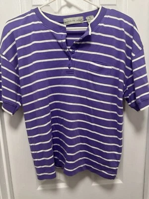 Camisa de Bolsillo Henley Rayas Púrpura Northern Isles XL Manga Corta Unisex Foto 1 de 4