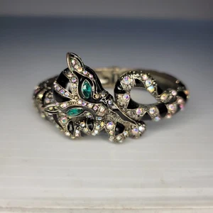 Betsey Johnson All Wrapped Up White Tiger Cat Critter Hinged Bangle Bracelet - Picture 1 of 19