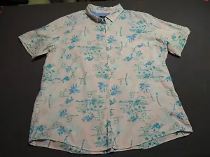 Camisa George Hombres 2XL Rosa Isla Tropical Playa Vacaciones Abotonada Manga Corta - Imagen 1 de 10