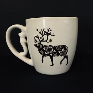 Modern Gourmet Foods Ceramic White Brown Reindeer Coffee Mug 14 oz Christmas - Picture 1 of 7