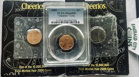 🔥2000 LINCOLN “CHEERIOS”CENT PCGS MS66RD & RAW SEALED CHEERIOS CENT W/2 COA’S Cover