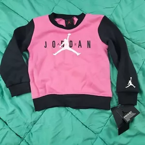 Jordan Unisex Kids 2T Black Pinksicle Long Sleeve Logo Pullover Warm Casual - Picture 1 of 7