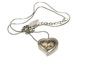 DISNEY HEART LOCKET SILVER NECKLACE FLOATING CINDERELLA CASTLE SHOE CHARM - Picture 1 of 1