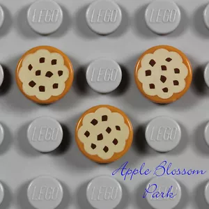 NEW Lot/3 Lego Minifig COOKIE 1x1 Round FLAT TAN TILE Girl Friends Kitchen Food - Picture 1 of 1