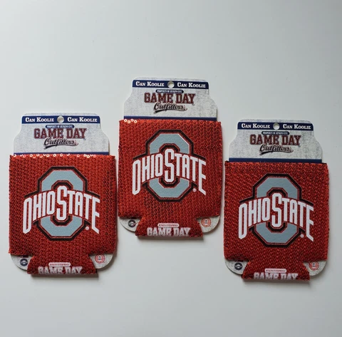3 Ohio State Buckeye Can Koolie Sequin Koozie Coolie Coozie Holder Drink Sparkle Cover