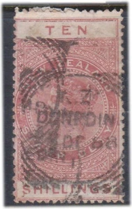 (F234-106)1880 Nueva Zelanda 10/- Marrón Rojo Sello Fiscal (DF) - Imagen 1 de 1