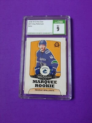 18-19 Upper Deck O-Pee-Chee Retro Update Elias Pettersson #611 Rookie RC Grade 9 - Image 1 of 2