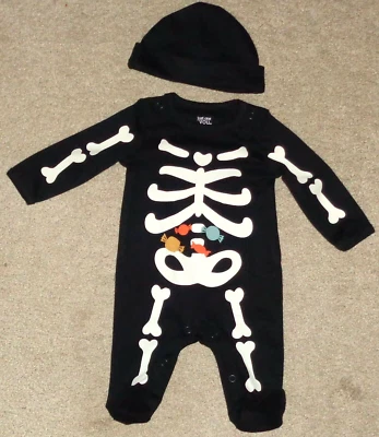 Just One You Baby Boys Girls Skeleton Costume Romper & Hat Newborn NEW  - Image 1 of 3