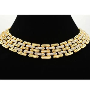 Givenchy Vintage Crystal Collar Necklace Chunky Heavy Gold Runway 80s 1980s Bin3 - Picture 1 of 12