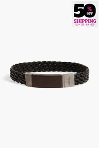 RRP€381 TATEOSSIAN 925 Sterling Silver & Leather Bracelet Size M Made in Italy - Picture 1 of 7