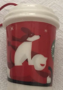 Starbucks Holiday Christmas Ornament 2011 Limited Edition Junge und Hund mit Schlitten - Bild 1 von 9