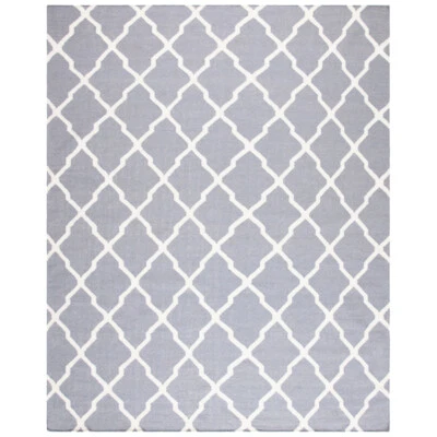 SAFAVIEH Dhurries DHU634B Handwoven Grey / Ivory Rug - Image 1 of 4