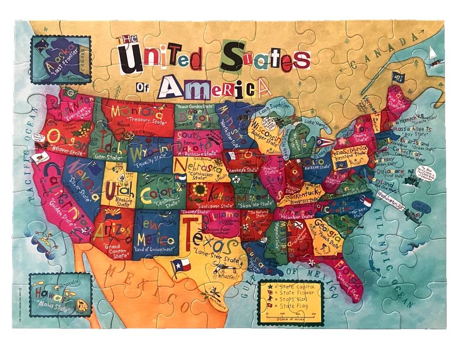 Springbok RARE VTG 2000 Kids USA Map Jigsaw Puzzle 60 Pc  - COMPLETE - Image 1 of 4