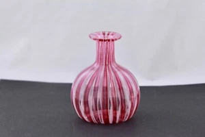 VINTAGE MURANO PINK WHITE & CLEAR VENETIAN BLOWN ART GLASS ITALY - MINT - Picture 1 of 6