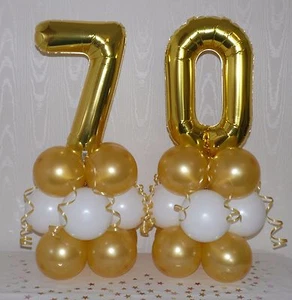 70. GEBURTSTAG - 70 JAHRE ALT - GOLD/WEISS - FOLIENBALLONDISPLAY - TISCHMITTELSTÜCK - Bild 1 von 4