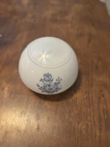 Vintage Dome Lampshade Blue Floral Printed On Milk Glass - Picture 1 of 4