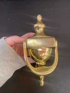 Vintage Sold Brass Door Knocker 6.5" x 3.5" - Picture 1 of 4