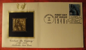 USA 1998. Celebrate the Century 1940-1949. Gold Stamp Replica Cover FDI. - Picture 1 of 3