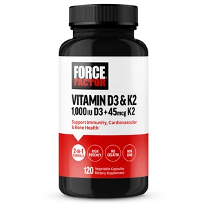 FORCE FACTOR Vitamin D3 K2 to Support Immunity, Heart Health, Bone Support - Picture 1 of 9