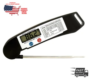 Digital BBQ Thermometer Folding & LCD Instant Read Food Cooking Grill Kitchen - Picture 1 of 6