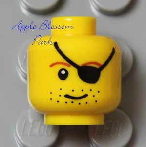 NEW Lego Pirate Captain MINIFIG HEAD Boy Villain w/Beard Stubble Black Eye Patch - Picture 1 of 3