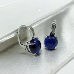 Orecchini cabochon blu monachella in argento 925 - Foto 1 di 1