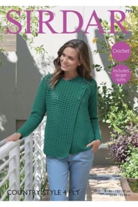 Sirdar 7994 Crochet Pattern: Ladies Cardigan Jacket, 4ply Includes Larger Sizes - Picture 1 of 2