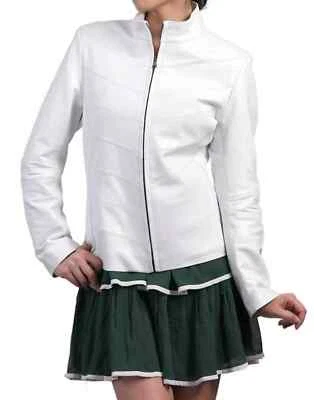HOT! Women's White Leather Jacket Pure Lambskin Moto Biker Slim Fit Coat jacket - Image 1 of 3