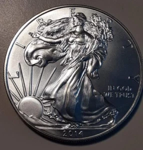 2014 American Silver Eagle $1 Uncirculated .999 fine 1 oz Philadelphia (19w-L11) - Picture 1 of 2