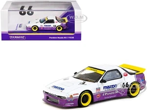 MAZDA RX-7 FC3S PANDEM RHD #66 WHITE & PURPLE 1/64 BY TARMAC WORKS T64-066-WP - Picture 1 of 2