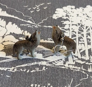 Howling Wolf Porcelain Earrings - Lucky Spiritual Animal Jewellery - Picture 1 of 2
