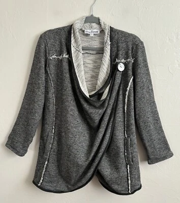 Chaqueta para mujer Neon Buddha gris carbono "Evans" mezcla de algodón cárdigan envolvente talla M Foto 1 de 4