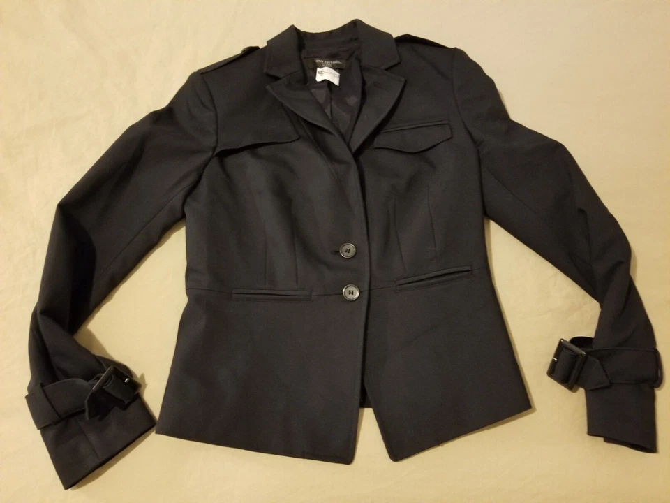 Chaqueta deportiva Blazer para mujer Ann Taylor 0P Petite negra de algodón Foto 1 de 4