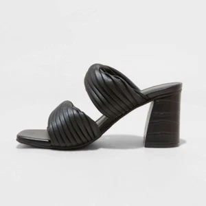 NWT Jessa Mule Heels Square Toe Slip On Block Heel Women’s 9.5 Faux Leather - Picture 1 of 11