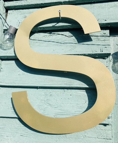 Large Vintage Gold Metal Letter ‘S’ Reclaimed Advertising Sign Shop Pub Cover