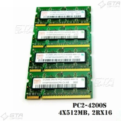 4 PCS 512MB Hynix  Laptop Memory Ram 2Rx16 PC2-4200S HYMP564S64CP6-C4 AB - Image 1 of 2