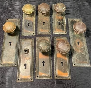 Perilla de puerta de latón antigua cubre placas perillas llave esqueleto rara - Imagen 1 de 22