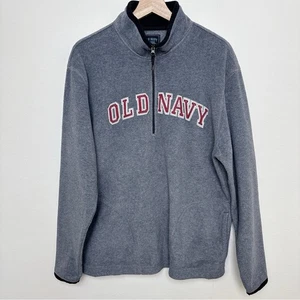 Pullover retro antiguo azul marino para hombre con cremallera grande cuello polar logotipo vintage - Imagen 1 de 11