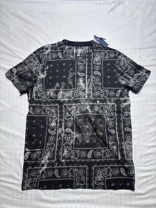 Camiseta Hollister California AOP Patrón Paisley Negra Talla Mediana Doble Cara - Imagen 1 de 8