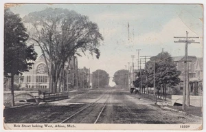 MICHIGAN ALBION ERIE STREET LOOKING WEST POSTED 1912 TO EDNA BUCKMASTER, OSSEO - Picture 1 of 2