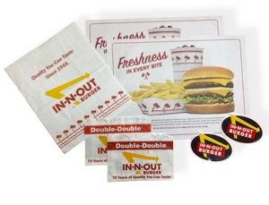 IN-N-OUT BURGER (Variety Lot) Placemats + Stickers + Burger Wrappers + Bag - Picture 1 of 1