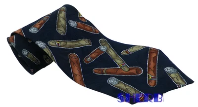 SURREY USA TIE CIGAR SMOKE Silk Necktie Excellent Novelty 3 3/4" X 56" - Imagem 1 de 4