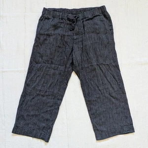 Issey Miyake Men Linen Blend Pants XL 5 Gray Black Wide Leg Drawstring Stretch - Picture 1 of 14