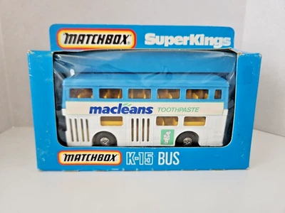 Matchbox Super Kings Macleans Toothpaste K15 The Londoner Bus 1:87 White & Blue - Image 1 of 4