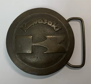 Kawasaki Motorcycle Belt Buckle Brass IMC MC1 Round 2.5" Diameter - Picture 1 of 7