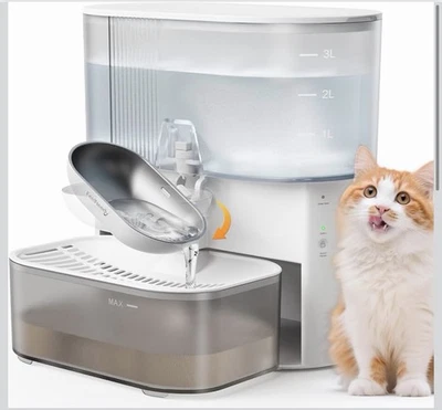 Fuente de agua inalámbrica para mascotas 3,5 L, acero inoxidable, sin filtros, fuente para gatos perros Foto 1 de 4