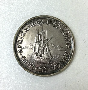 Vintage 1952 South Africa Suid-Afrika 0.500 Silver 5 Shillings Coin - Picture 1 of 6