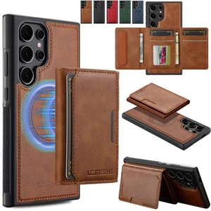 For Samsung S25 Ultra S24 Plus S23 Leather Magnetic Wallet Case Shockproof Cover - Picture 1 of 17