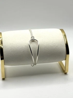 Sterling Silver Adjustable Bracelet – Modern Knot Design with Double Chain - Image 1 of 4