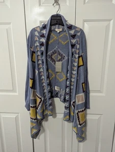 Cárdigan abierto Anthropologie Fiets Voor 2 manta azteca talla XS lana azul nuevo con etiquetas - Imagen 1 de 7